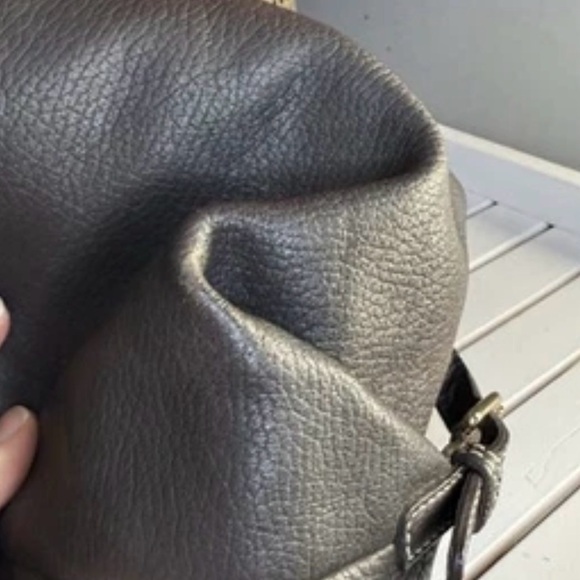 DOONEY & BOURKE Logo Lock Dark Brown Pebbled Leather Ex Large Shoulder Bag Vtg - Picture 6 of 9